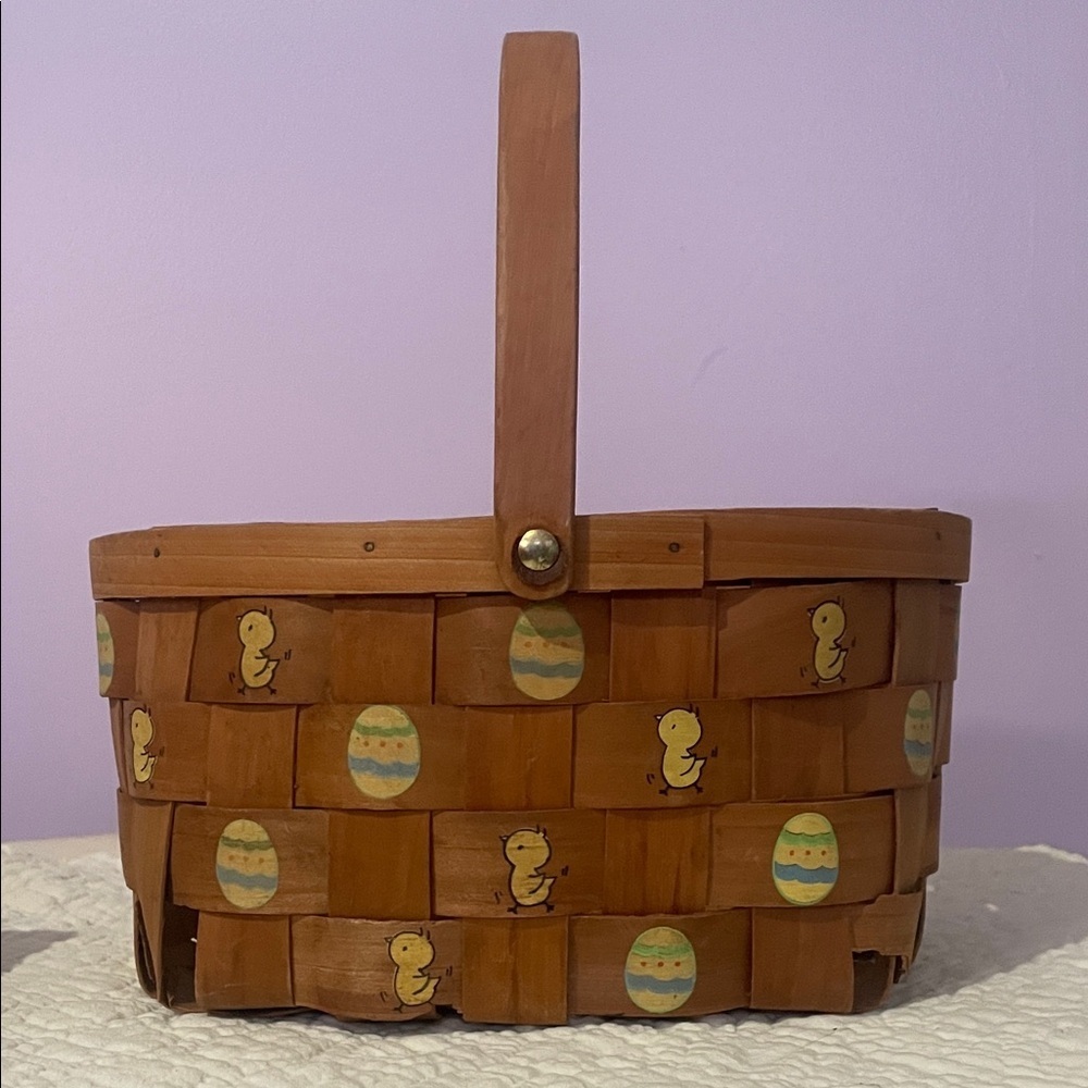 Vintage Easter Basket with Chick and Egg Design
